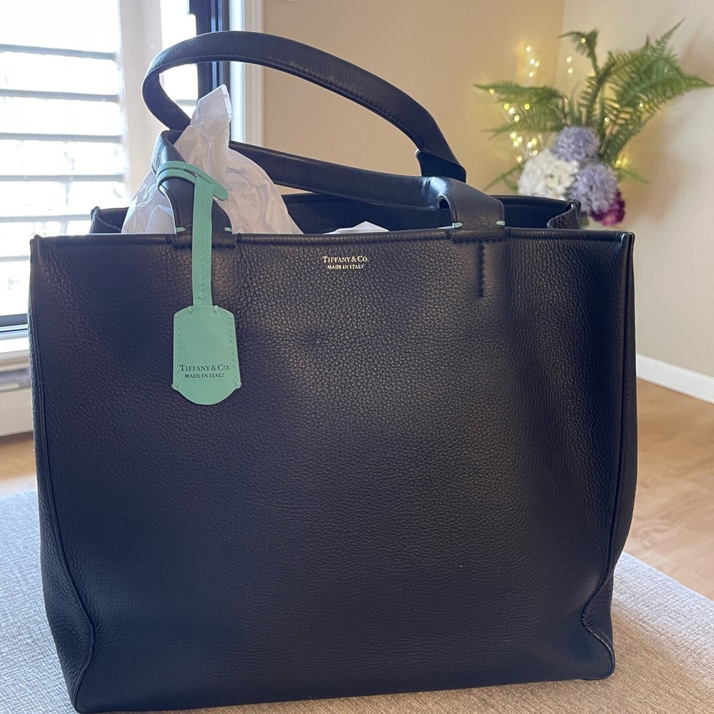 Tiffany & Co. Black Leather Tote Bag